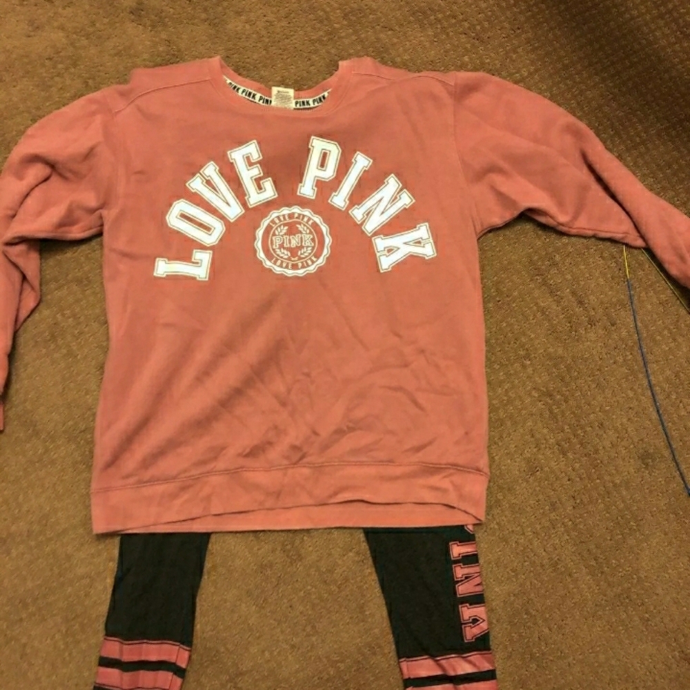 PINK Yoga Leggings and Sweatshirt